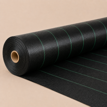 Weedmat 3.66m wide Black with green stripes (Rl100m)